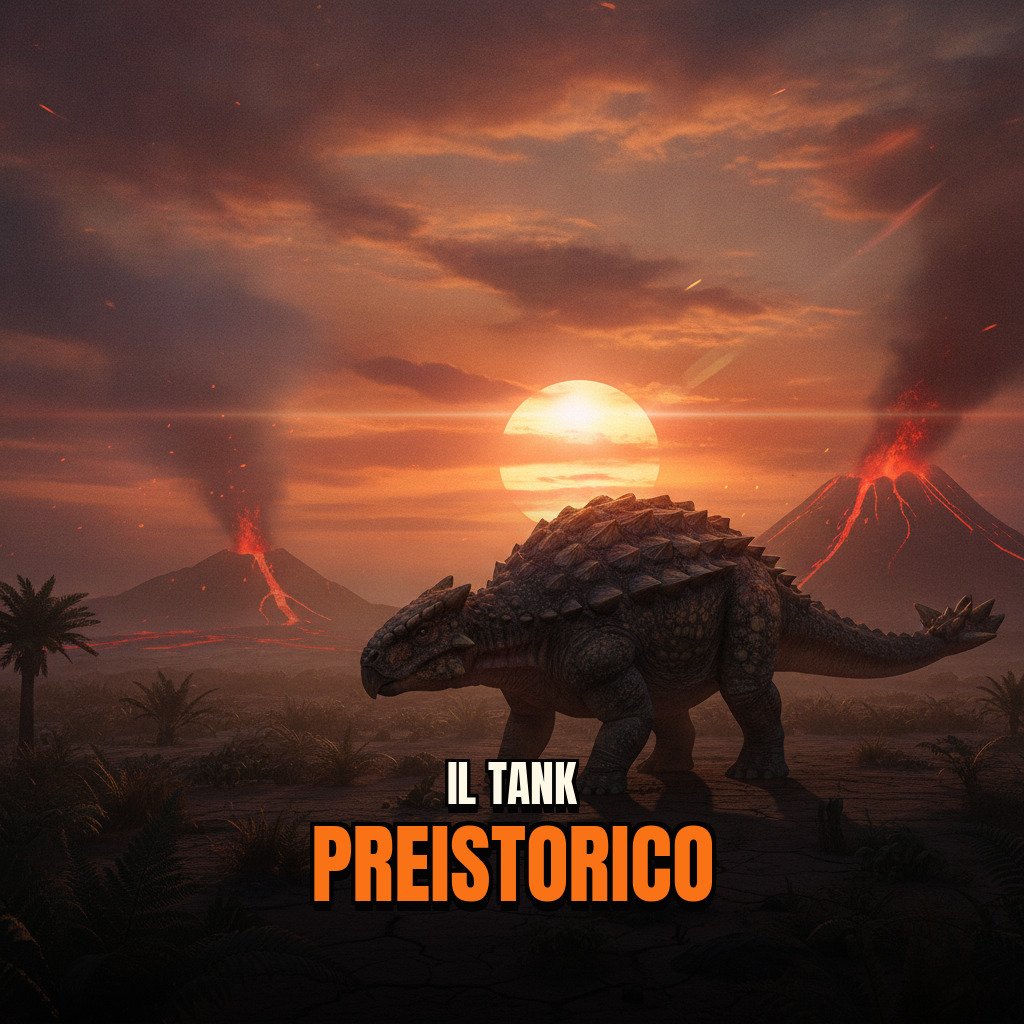 Raffigurazione dettagliata di un Ankylosaurus magniventris nel suo ambiente naturale preistorico