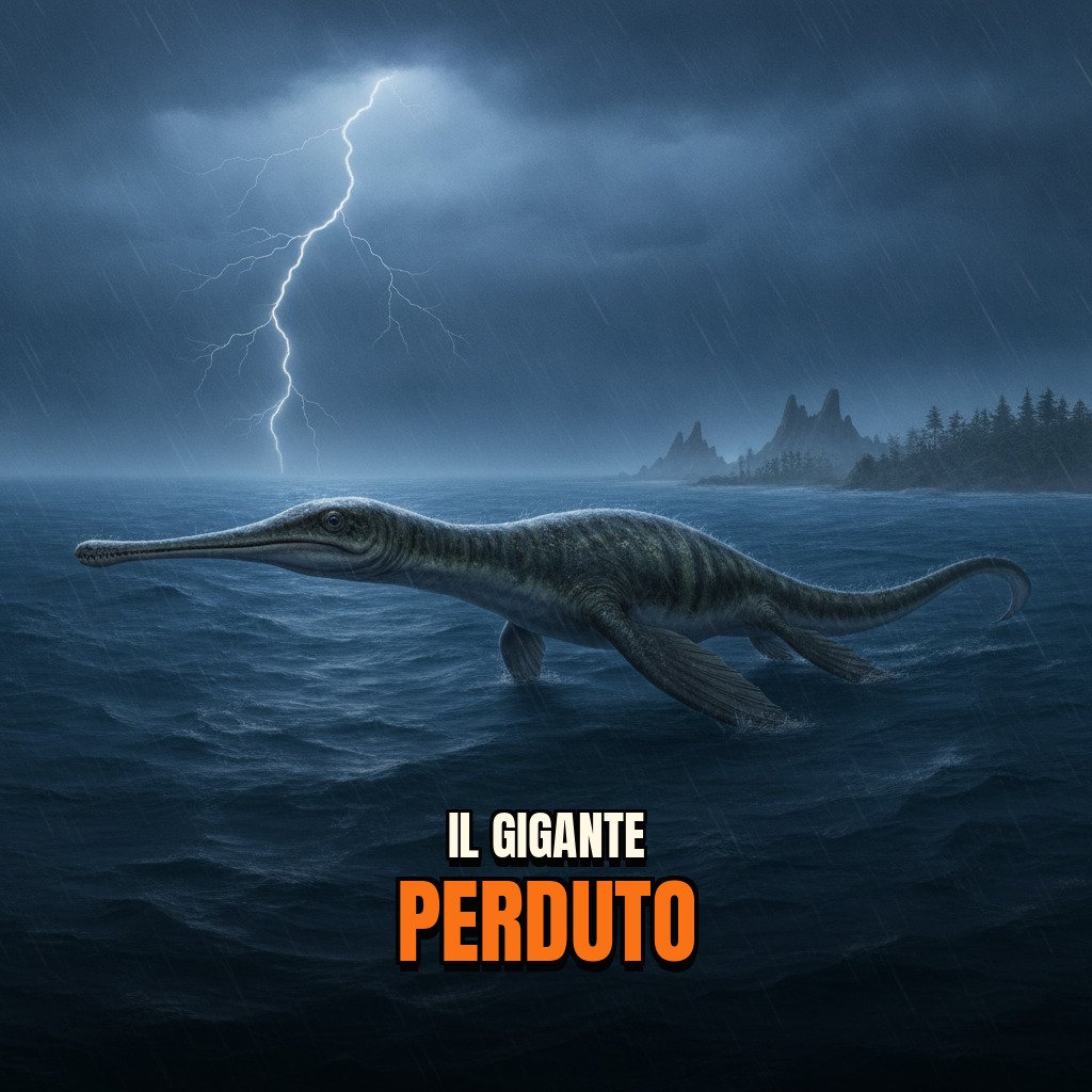 Ricostruzione iperrealistica di Besanosaurus leptorhynchus in un ambiente marino preistorico con dettagli intricati della pelle