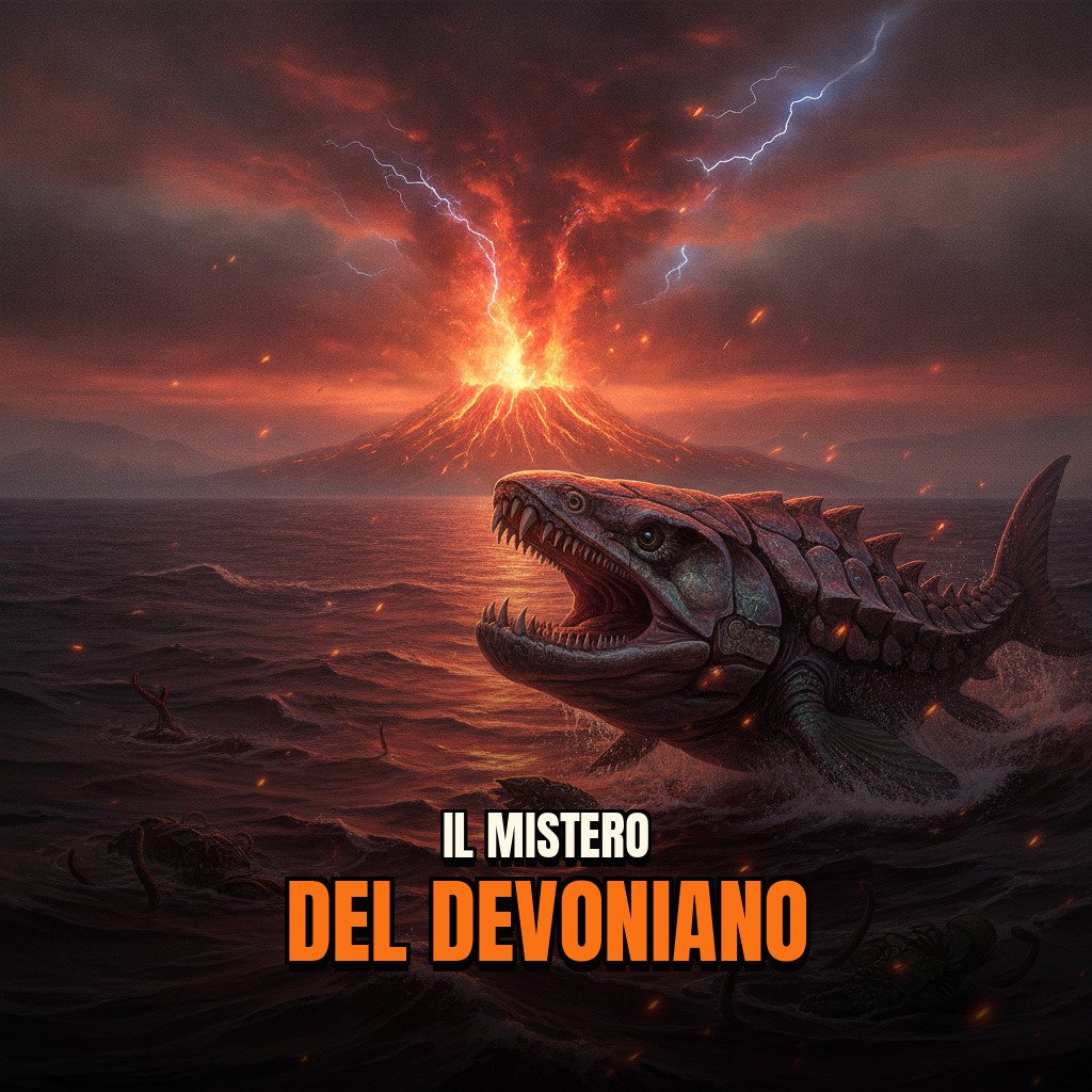 Ricostruzione iper-realistica di un ambiente marino del Devoniano superiore con organismi estinti