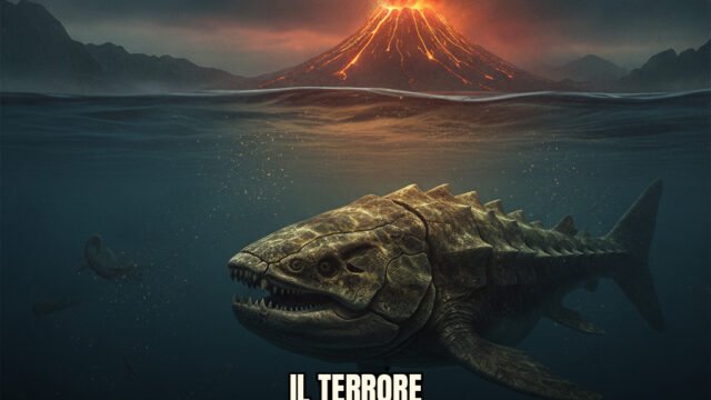 Dunkleosteus terrelli in un ambiente marino preistorico con dettagli anatomici e texture della pelle