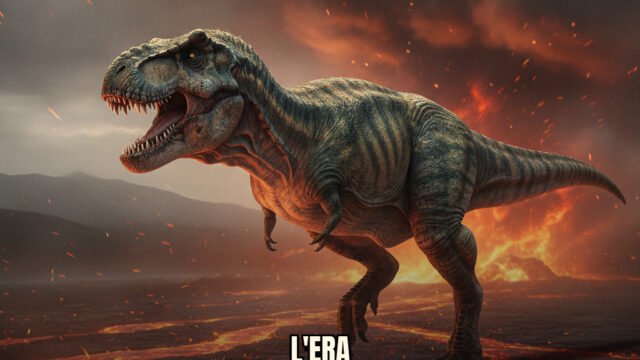 Ricostruzione paleoartistica del periodo Cretaceo con dinosauri e vegetazione lussureggiante in un ambiente naturale