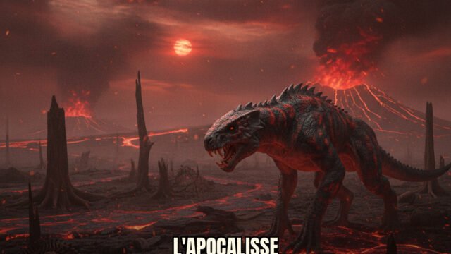 Rappresentazione iperrealistica di un ambiente preistorico durante l'estinzione di massa Permiano-Triassico