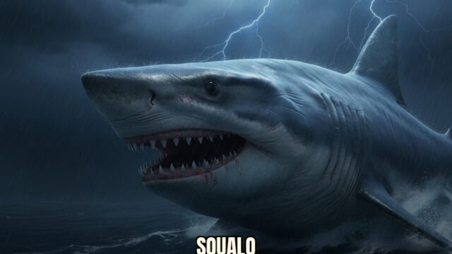 Raffigurazione dettagliata di un Otodus megalodon in un ambiente marino preistorico con luce naturale cinematografica